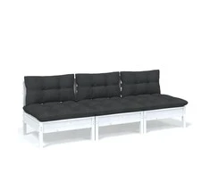 Trivietė sodo sofa su antracito pagalvėlėmis, pušies masyvas