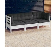 Trivietė sodo sofa su antracito pagalvėlėmis, pušies masyvas