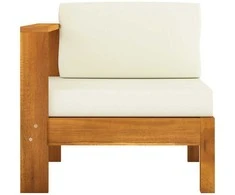 Trivietė sodo sofa su kreminėmis pagalvėmis, akacijos masyvas