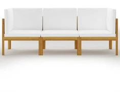 Trivietė sodo sofa su pagalvėlėmis, akacijos medienos masyvas