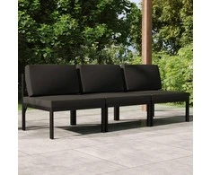 Lauko baldų komplektas Trivietė sodo sofa su pagalvėlėmis, antracito, aliuminis