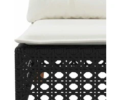 Trivietė sodo sofa su pagalvėlėmis, juodos spalvos, poliratanas