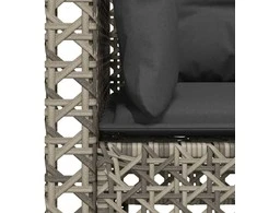 Trivietė sodo sofa su pagalvėlėmis, pilkos spalvos, poliratanas