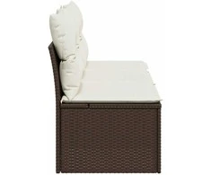Trivietė sodo sofa su pagalvėlėmis, ruda, poliratanas