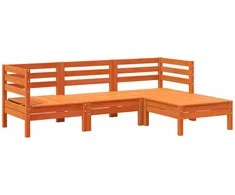 Trivietė sodo sofa su pakoja, vaško ruda, pušies masyvas
