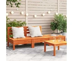 Trivietė sodo sofa, vaško ruda, pušies medienos masyvas