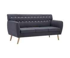Trivietė sofa, audinio apmušalas, 172x70x82cm, tamsiai pilka