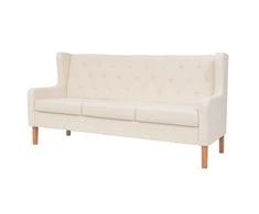 Trivietė sofa, audinys, kreminė balta