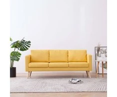 Trivietė sofa, geltona, audinys