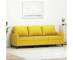 Trivietė sofa, geltonos spalvos, 180cm, aksomas