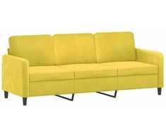Trivietė sofa, geltonos spalvos, 180cm, aksomas