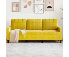 Trivietė sofa, geltonos spalvos, 180cm, aksomas