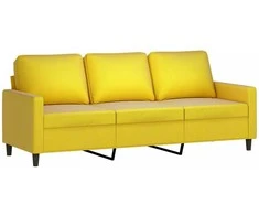 Trivietė sofa, geltonos spalvos, 180cm, aksomas