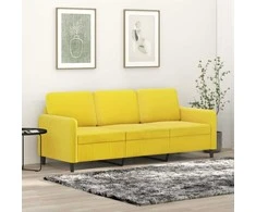 Trivietė sofa, geltonos spalvos, 180cm, aksomas
