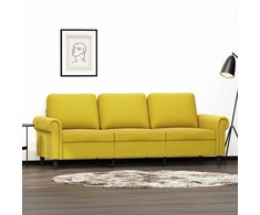 Trivietė sofa, geltonos spalvos, 180cm, aksomas