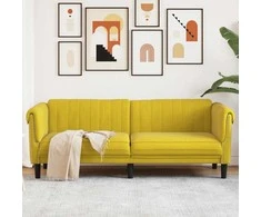 Trivietė sofa, geltonos spalvos, aksomas