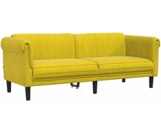 Trivietė sofa, geltonos spalvos, aksomas