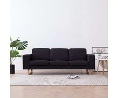 Trivietė sofa, juoda, audinys
