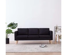 Trivietė sofa, juoda, audinys