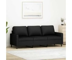 Trivietė sofa, juodos spalvos, 180cm, aksomas