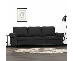 Trivietė sofa, juodos spalvos, 180cm, aksomas