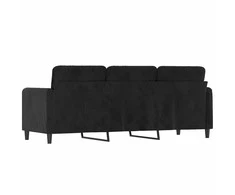 Trivietė sofa, juodos spalvos, 180cm, aksomas