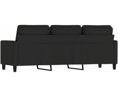 Trivietė sofa, juodos spalvos, 180cm, aksomas