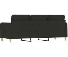 Trivietė sofa, juodos spalvos, 180cm, audinys