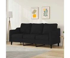 Trivietė sofa, juodos spalvos, 180cm, audinys