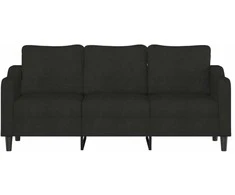 Trivietė sofa, juodos spalvos, 180cm, audinys
