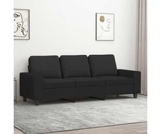 Trivietė sofa, juodos spalvos, 180cm, audinys