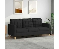 Trivietė sofa, juodos spalvos, 180cm, audinys