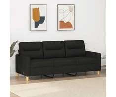 Trivietė sofa, juodos spalvos, 180cm, audinys