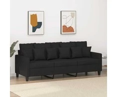 Trivietė sofa, juodos spalvos, 180cm, audinys