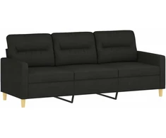 Trivietė sofa, juodos spalvos, 180cm, audinys
