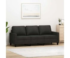 Trivietė sofa, juodos spalvos, 180cm, audinys