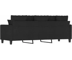 Trivietė sofa, juodos spalvos, 180cm, audinys