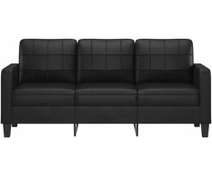 Trivietė sofa, juodos spalvos, 180cm, dirbtinė oda