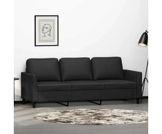 Trivietė sofa, juodos spalvos, 180cm, dirbtinė oda