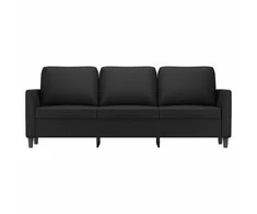 Trivietė sofa, juodos spalvos, 180cm, dirbtinė oda
