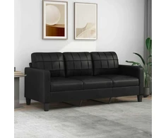 Trivietė sofa, juodos spalvos, 180cm, dirbtinė oda