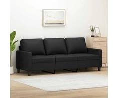 Trivietė sofa, juodos spalvos, 180cm, dirbtinė oda