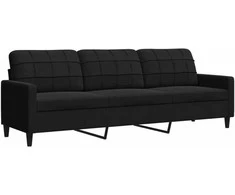 Trivietė sofa, juodos spalvos, 210cm, aksomas