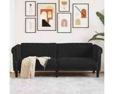 Trivietė sofa, juodos spalvos, aksomas