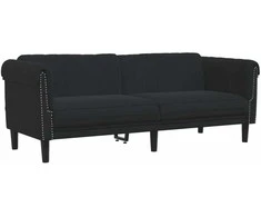 Trivietė sofa, juodos spalvos, aksomas