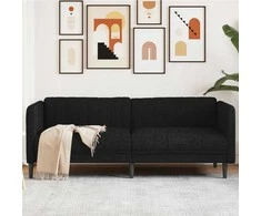 Trivietė sofa, juodos spalvos, audinys