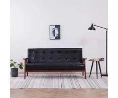 Trivietė sofa, juodos spalvos, dirbtinė oda