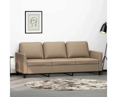 Trivietė sofa, kapučino spalvos, 180cm, dirbtinė oda