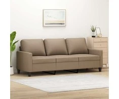 Trivietė sofa, kapučino spalvos, 180cm, dirbtinė oda