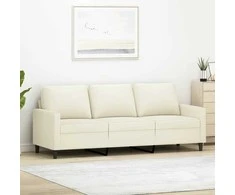 Trivietė sofa, kreminės spalvos, 180cm, aksomas
